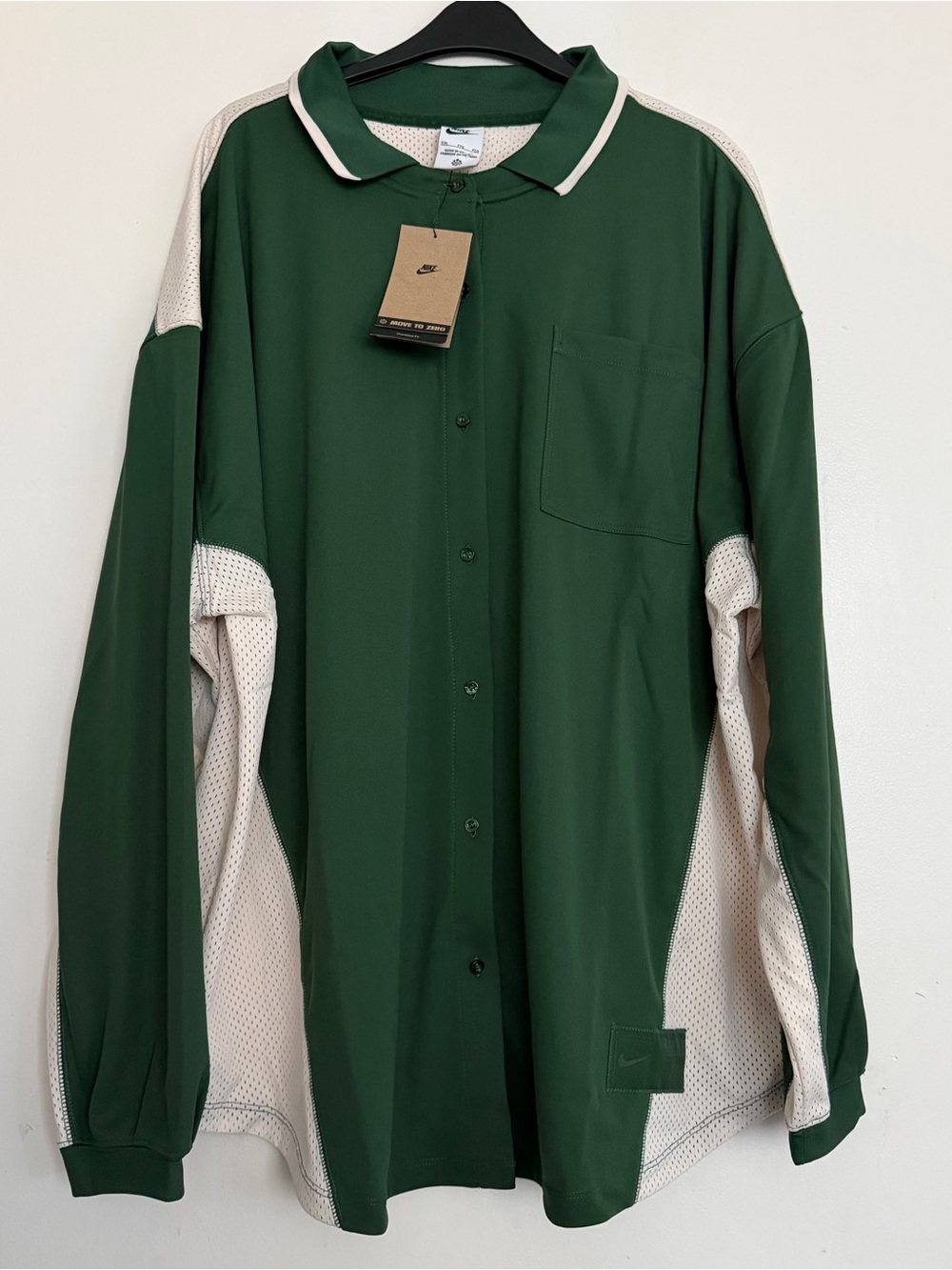 Women's Nike Button Down Collared Long Sleeve Jersey Top Green Size XXL